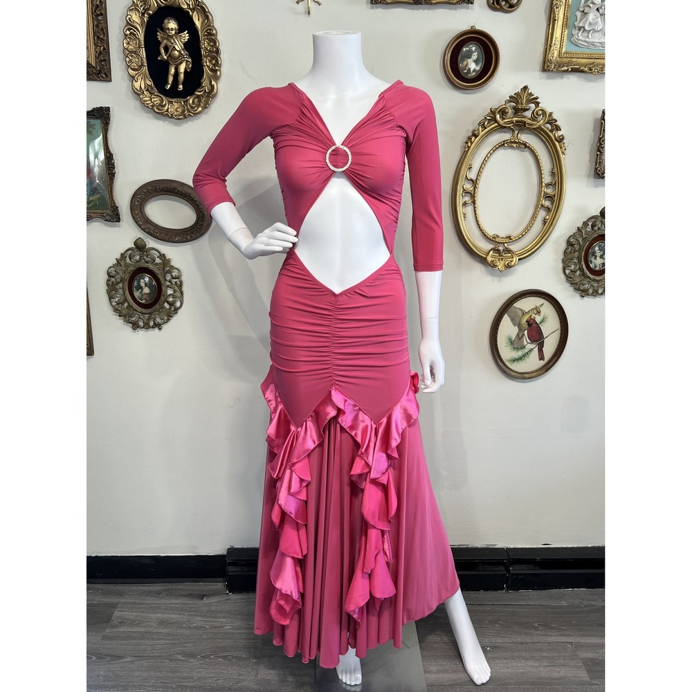 Dance America Irina Dark Pink Cutout Ballroom Dance Dress Size XS